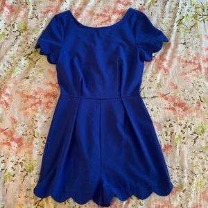 Royal Blue Scalloped Hem Romper